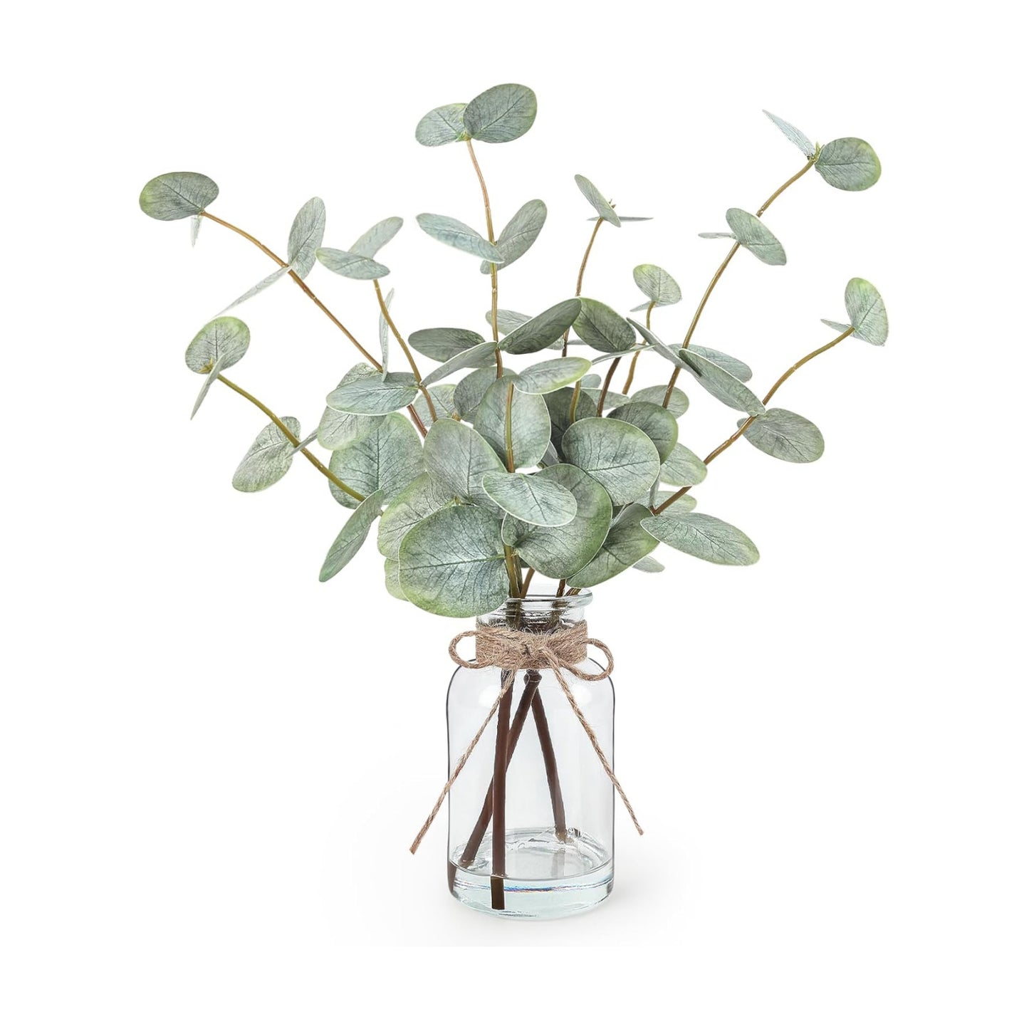 Artificial Eucalyptus Stems in Glass Vase / A Real Touch Green Eucalyptus