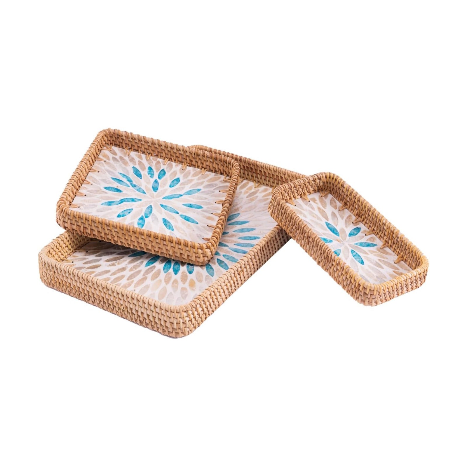 Rattan Tray / Decorative Wicker Serving Tray for Bread Fruit Tea / Leaf / Set of 3