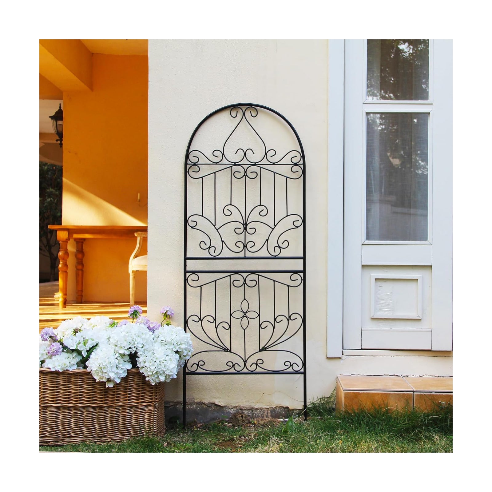 Trellis for Climbing Plants 59" H x 22" W Metal Unique Design Decorative Garden Structure Weather-Resistant Lattice