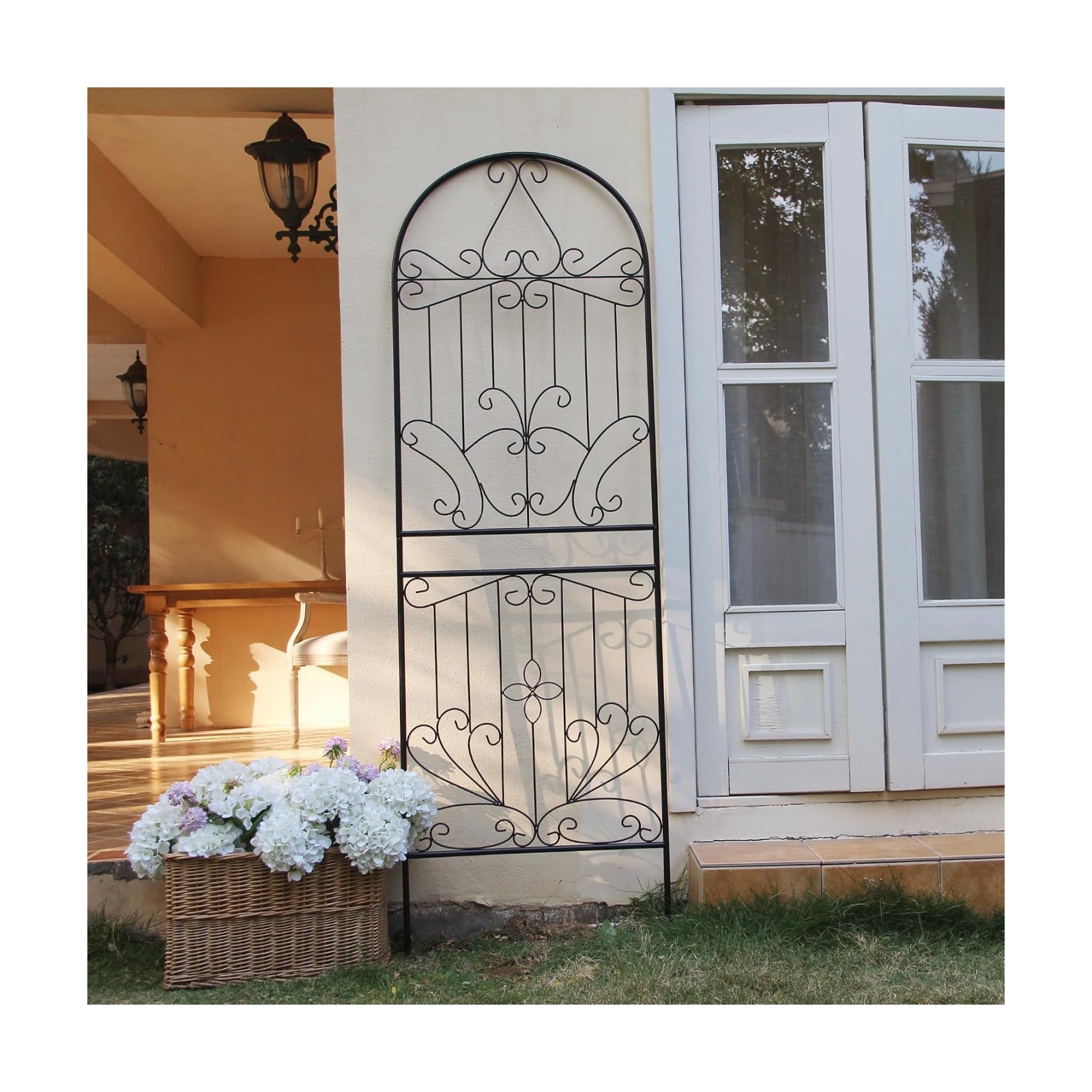 Metal Trellis 82.7" H x 26.7" W Powder-Coated Black Attractive Plant Support Garden Trellis Stylish Garden Addition