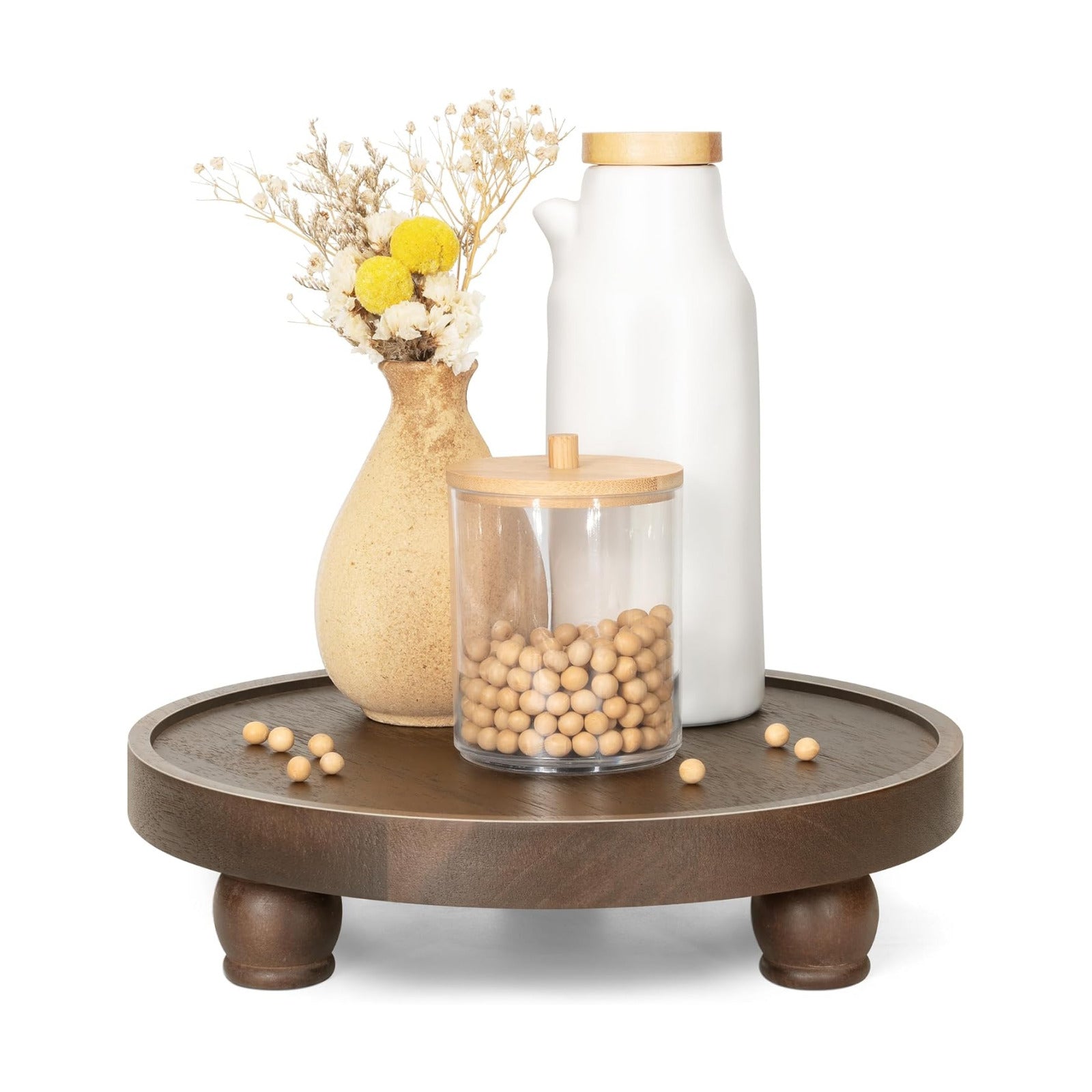 EOSAHR Acacia Wood Display Riser: Pedestal Stand for Home Decor, Dark Brown | 10" Display Stand, Vanity Organizer, Soap