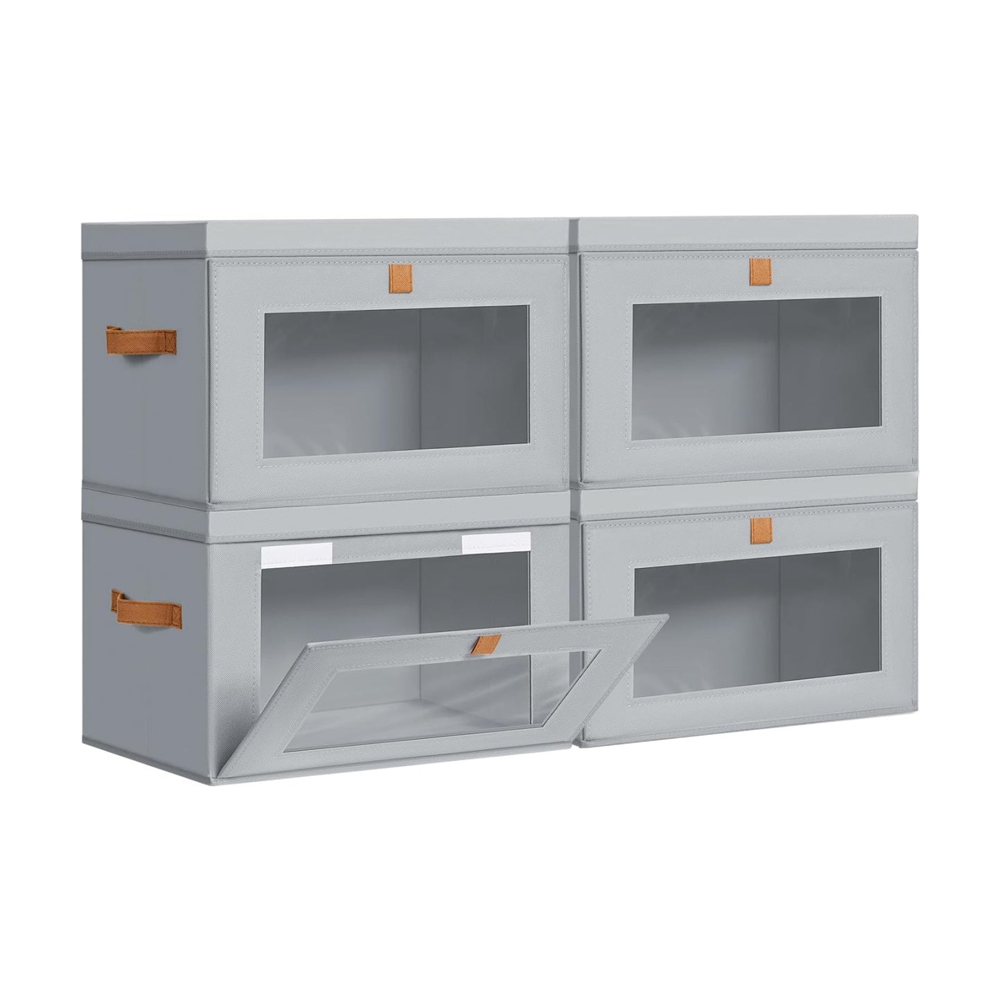 Storage Bins / Fabric Closet Organizer / Gray / Large / Set of 4