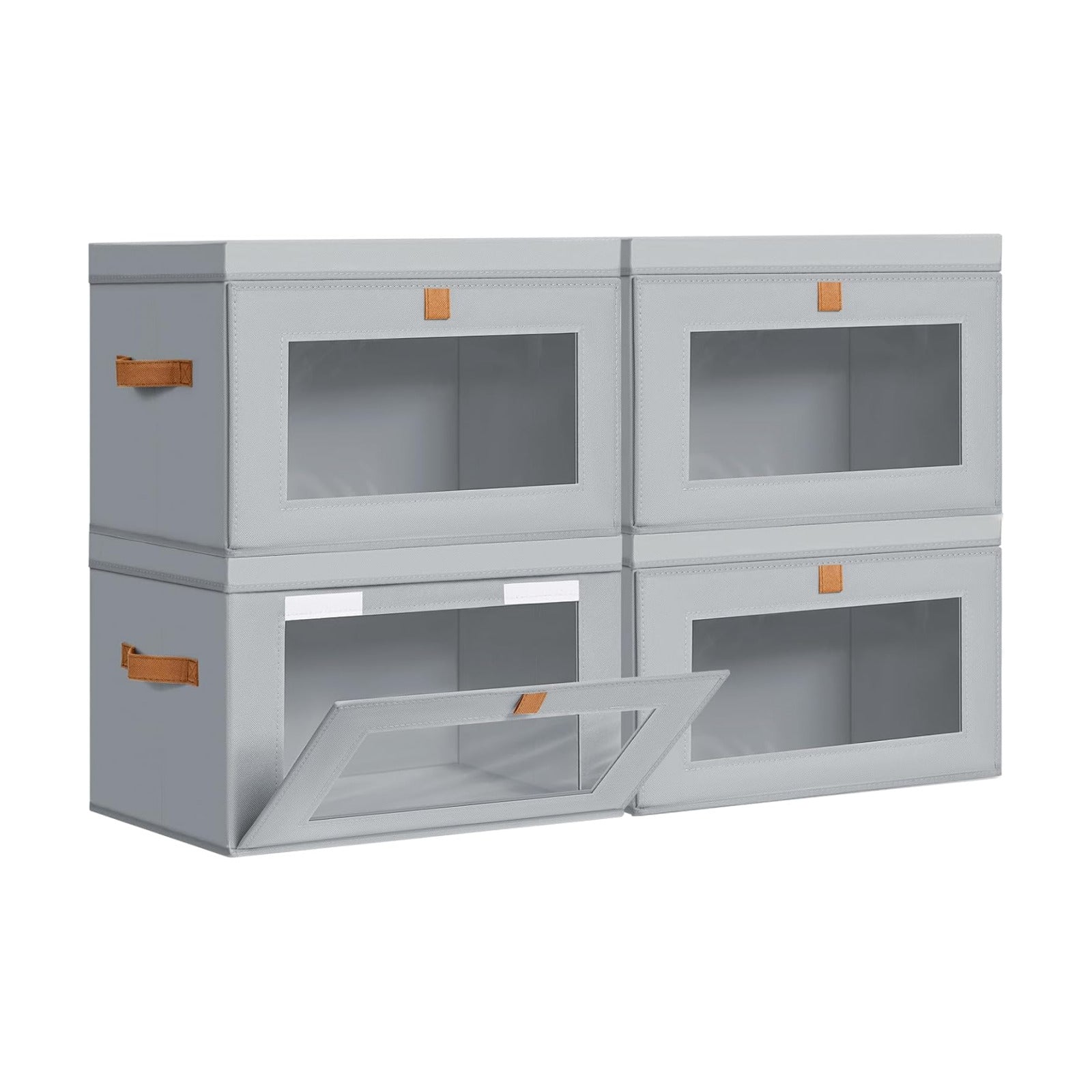 Storage Bins / Fabric Closet Organizer / Gray / Large / Set of 4