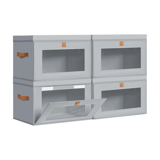 Storage Bins / Fabric Closet Organizer / Gray / Large / Set of 4