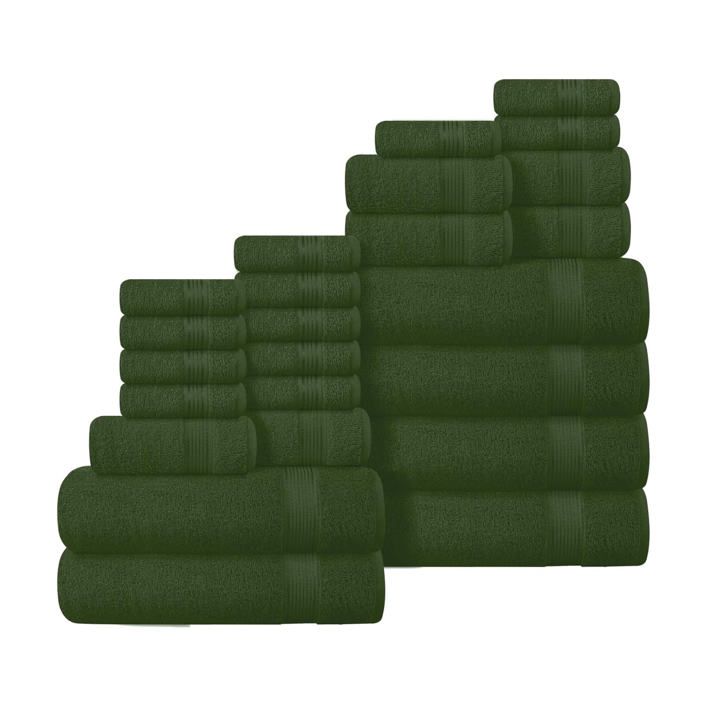 100% Cotton Towel Set, Contains 6 Soft Bath Towel, 6 Hand Towels, 12 Wash Cloths - Compact Absorbent Lightweight &
