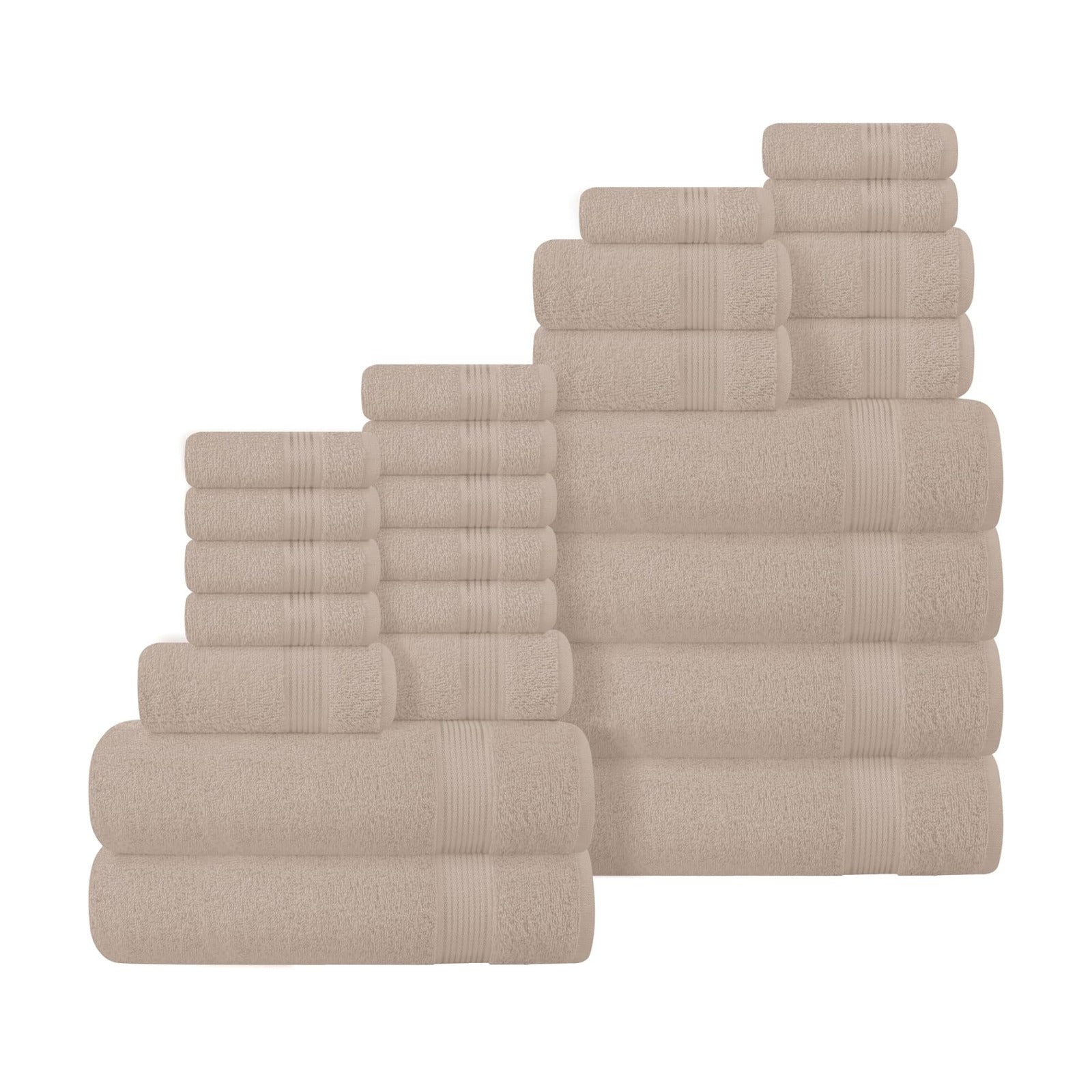 100% Cotton Towel Set, Contains 6 Soft Bath Towel, 6 Hand Towels, 12 Wash Cloths - Compact Absorbent Lightweight &