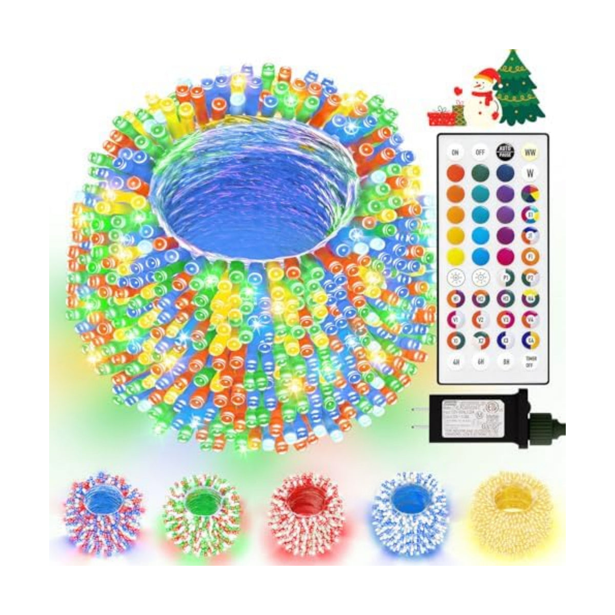 LitHome Color Changing Christmas String Lights with Remote, 164Ft 500 LED