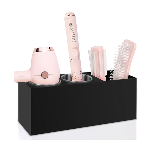 Hair Tool Organizer, Hair Dryer Holder with Heatproof Steel Cups, Acrylic Vanity Organizer for Curling Iron, Flat Iron