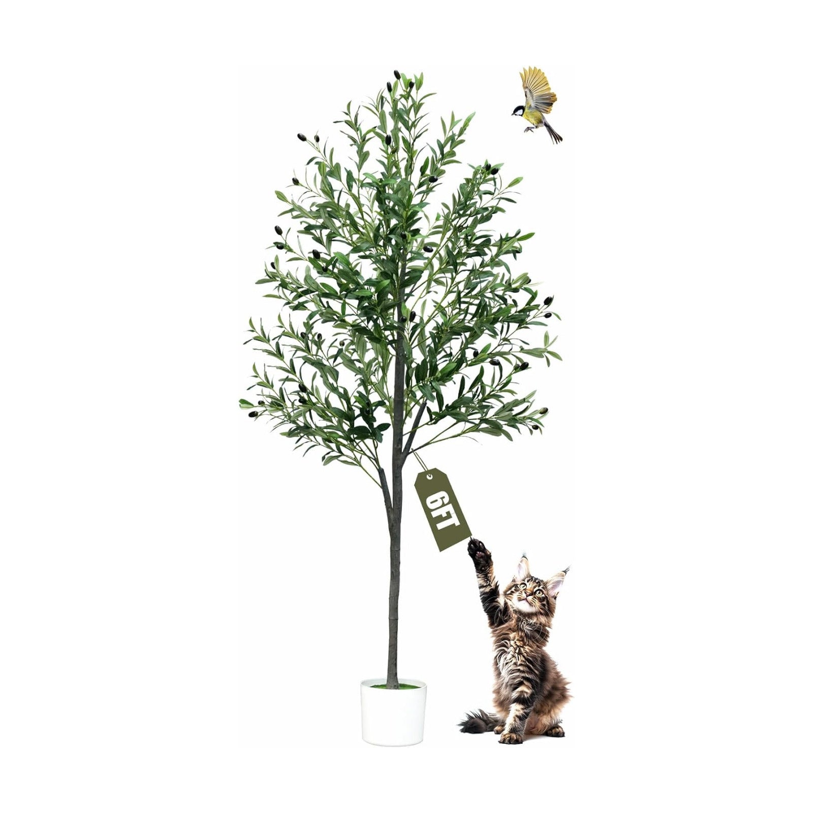 Artificial Plants Indoor / 6FT / Natural / 6 Inch