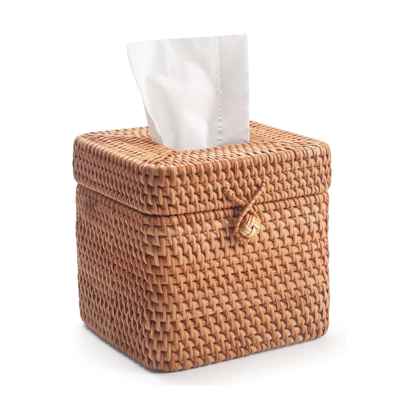 Rattan Tissue Box Cover Woven Facial Napkin Holder Square / Natural / 5.7 x 5.7 x 5.5