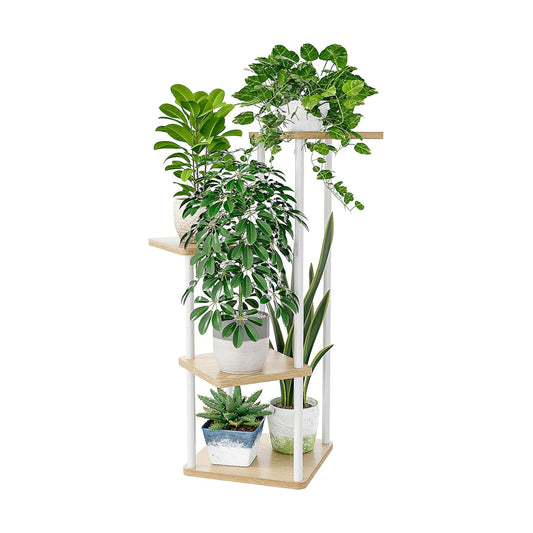 Bamworld Small Plant Stand Indoor Metal Plant Shelf for Multiple Plants | 4 Tier Corner Flower Stand for Patio Garden
