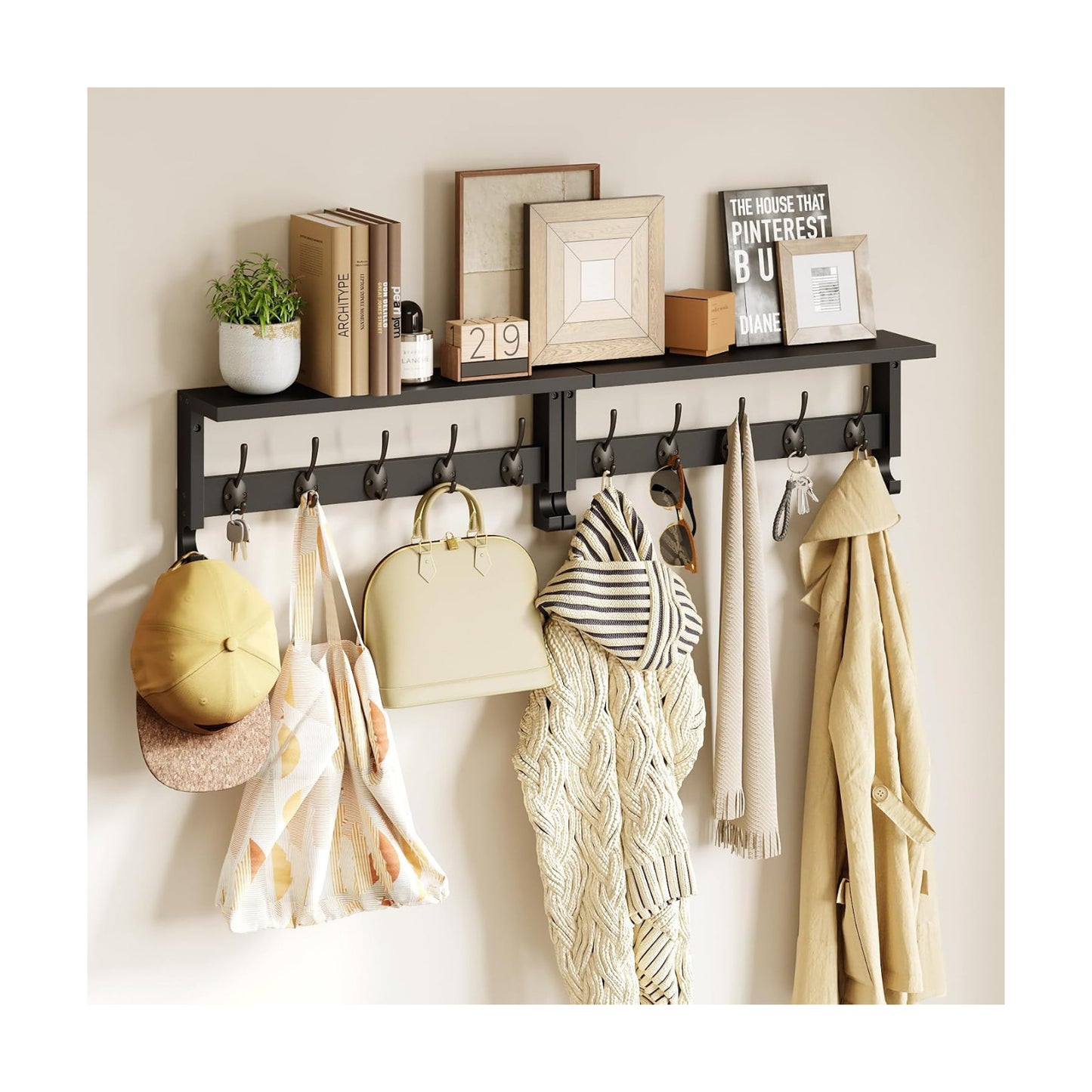 AMBIRD Coat Rack Wall Mount with Shelf, 17.1 Inches Coat Hooks Wall Mounted, Hat Wall Hooks for Hanging in Entryway
