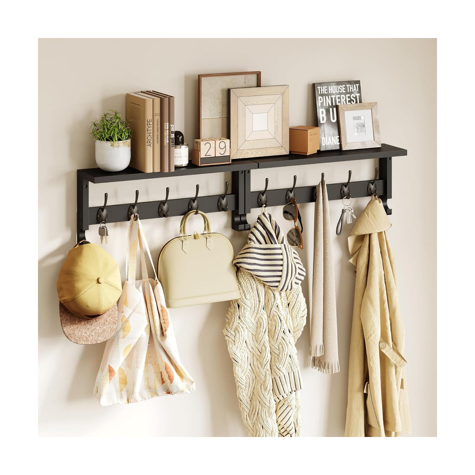 AMBIRD Coat Rack Wall Mount with Shelf, 17.1 Inches Coat Hooks Wall Mounted, Hat Wall Hooks for Hanging in Entryway