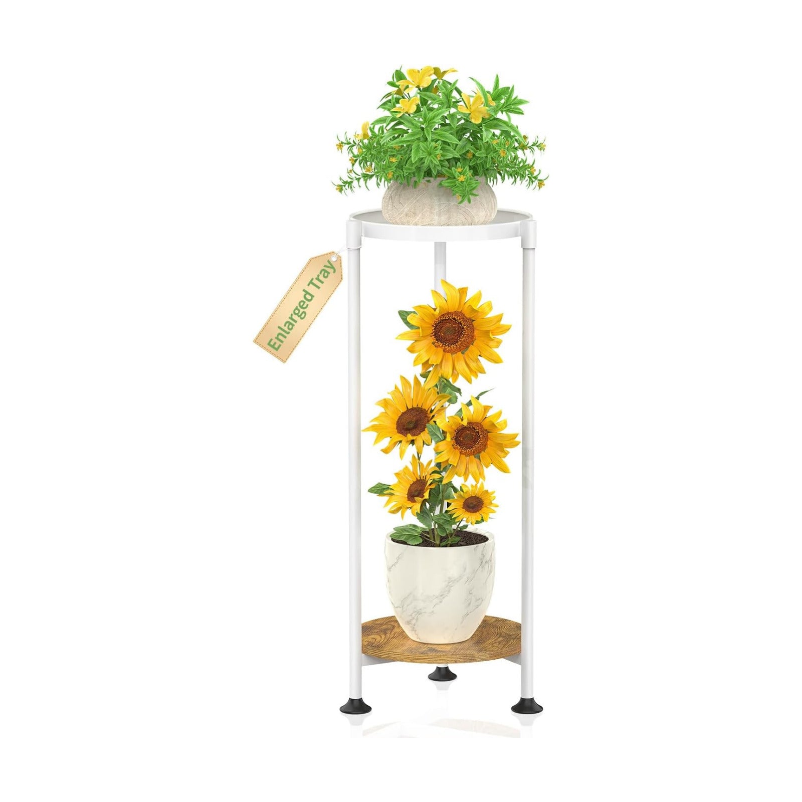 KMOTASUO Metal Plant Stand Tall for Indoor Outdoor Corner, 2 Tier White | Heavy Duty Flower Holder Rack, Modern