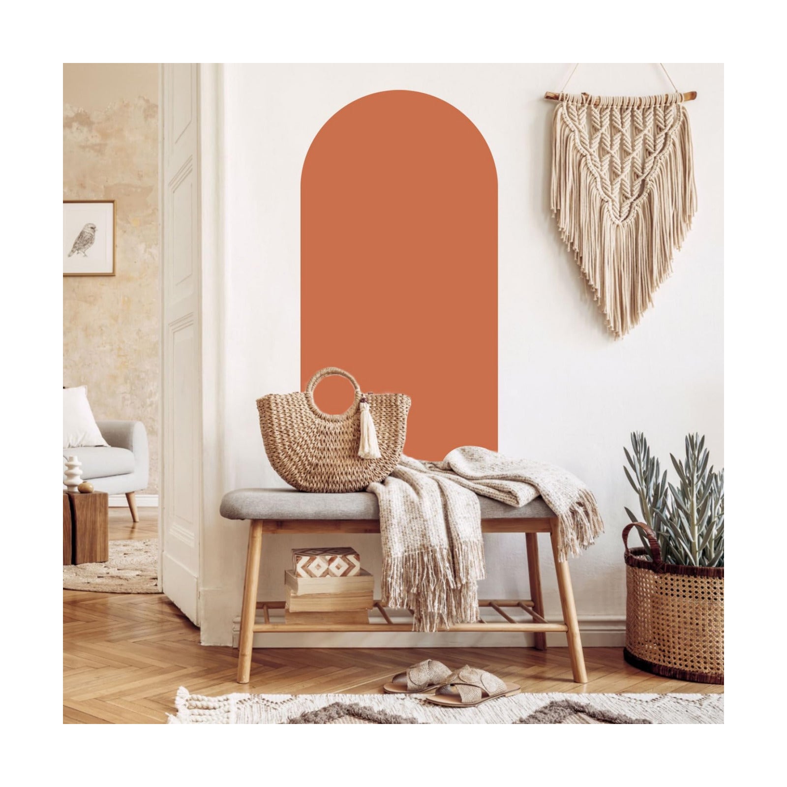 Large Arch Wall Decal Peel and Stick Set of Boho Modern Self / Orange / 12.5 x 24 / Set of 4