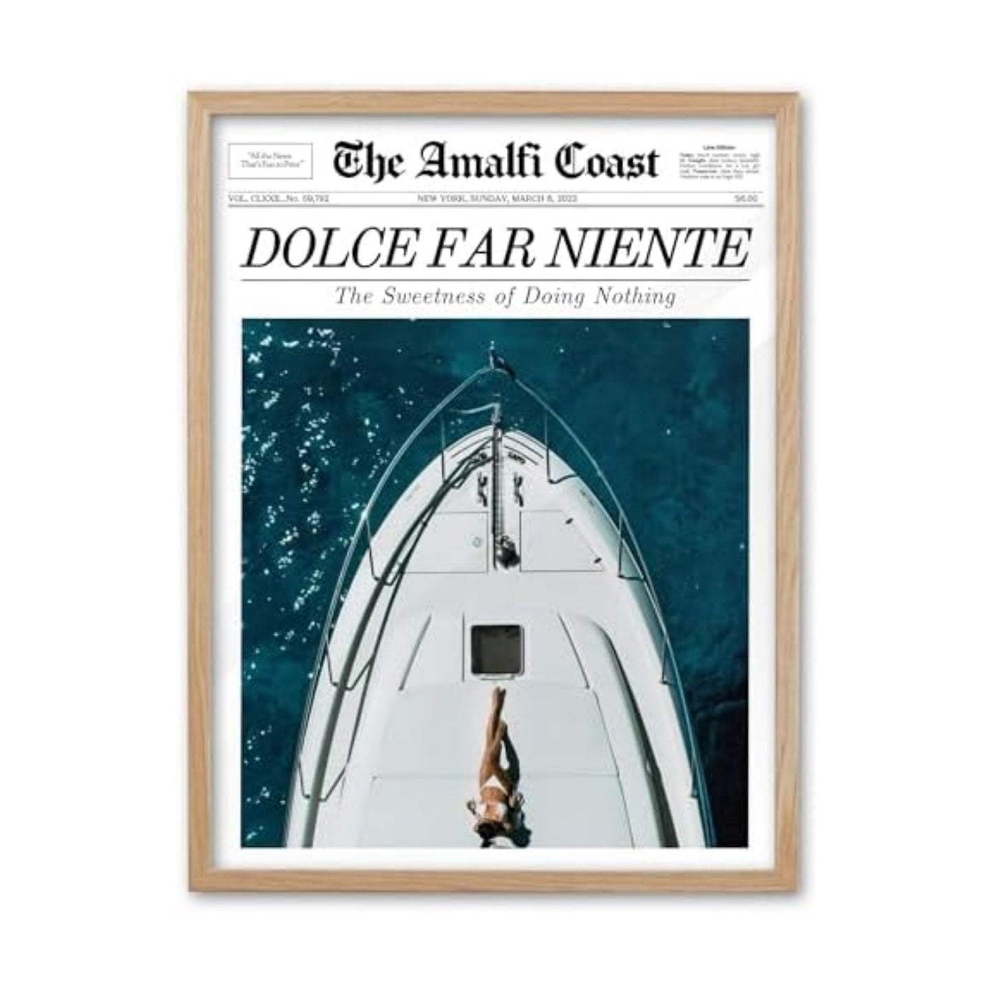 EcoHest 16x20 in Dolce Far Niente Newspaper Framed Wall Art