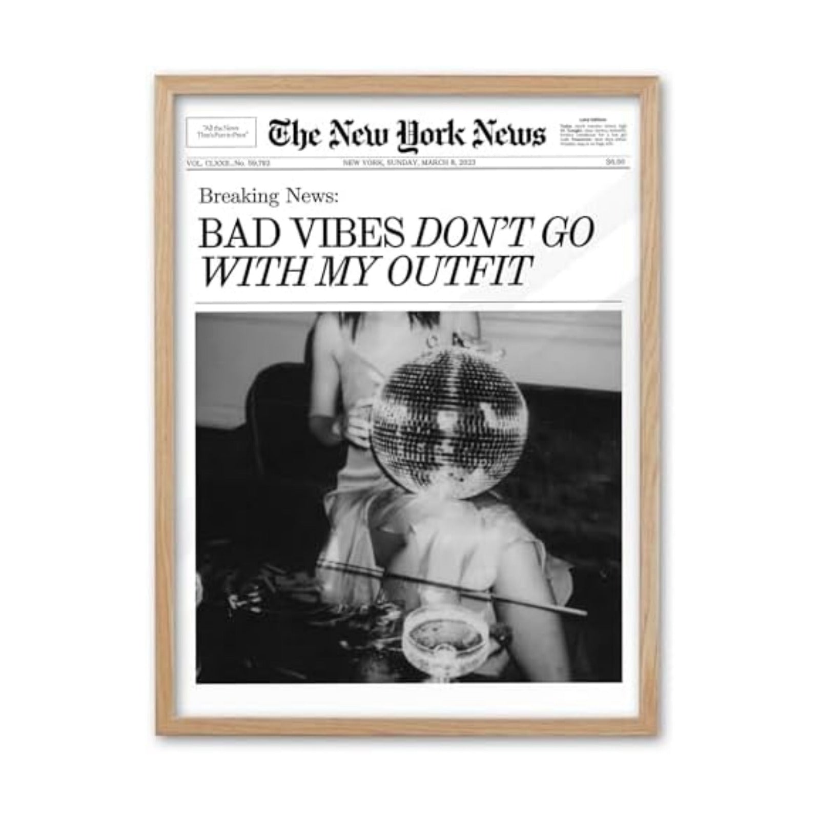 EcoHest 12x16 in Bad Vibes Don't Go With My Outfit Framed Wall Art