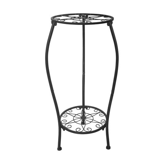 Metal Plant Stand 2 Tier Indoor Outdoor, Tall Flower Pot Shelf Rustproof Stable Corner Stand, 25.2 inch Multiple Plant