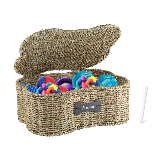 Seagrass Wicker Baskets for Dog Toys / with Lid