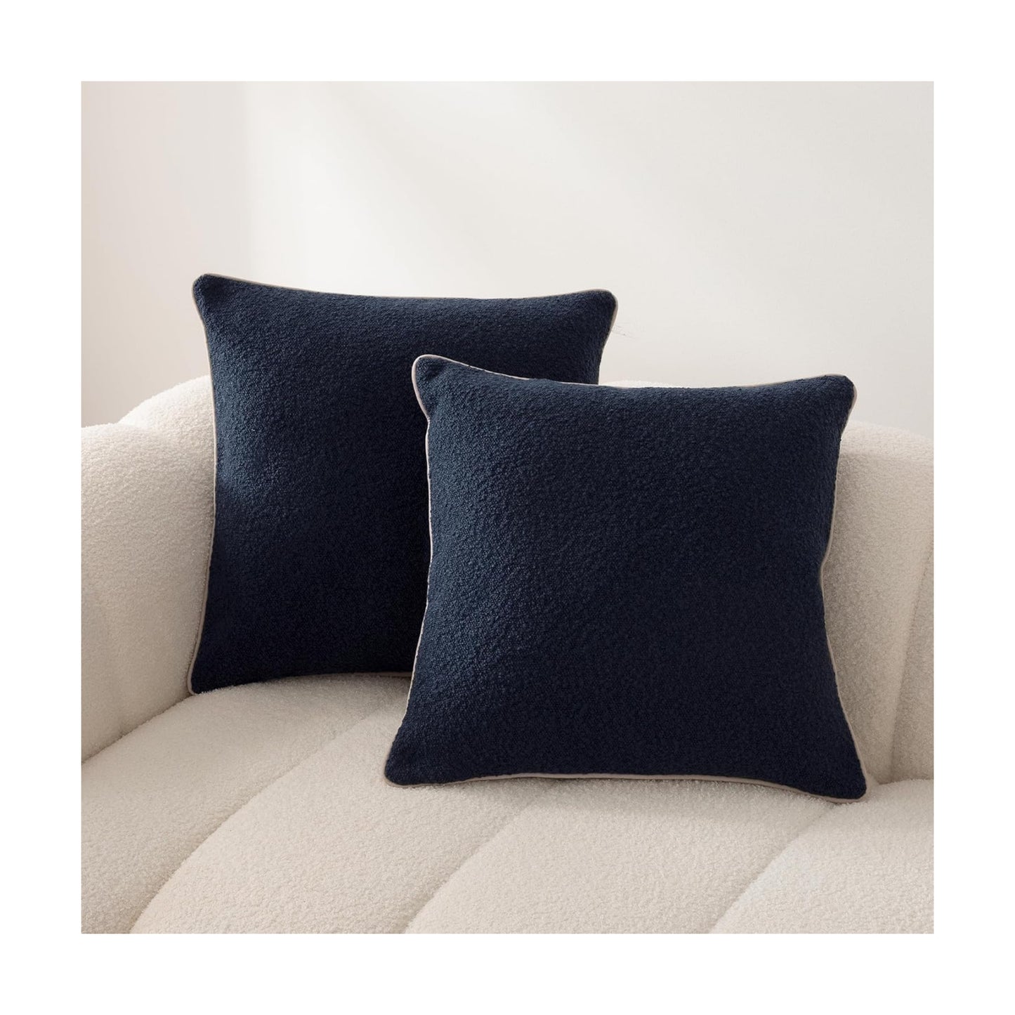 Boucle Throw Pillow Covers / Blue / 18 x 18 / Set of 2