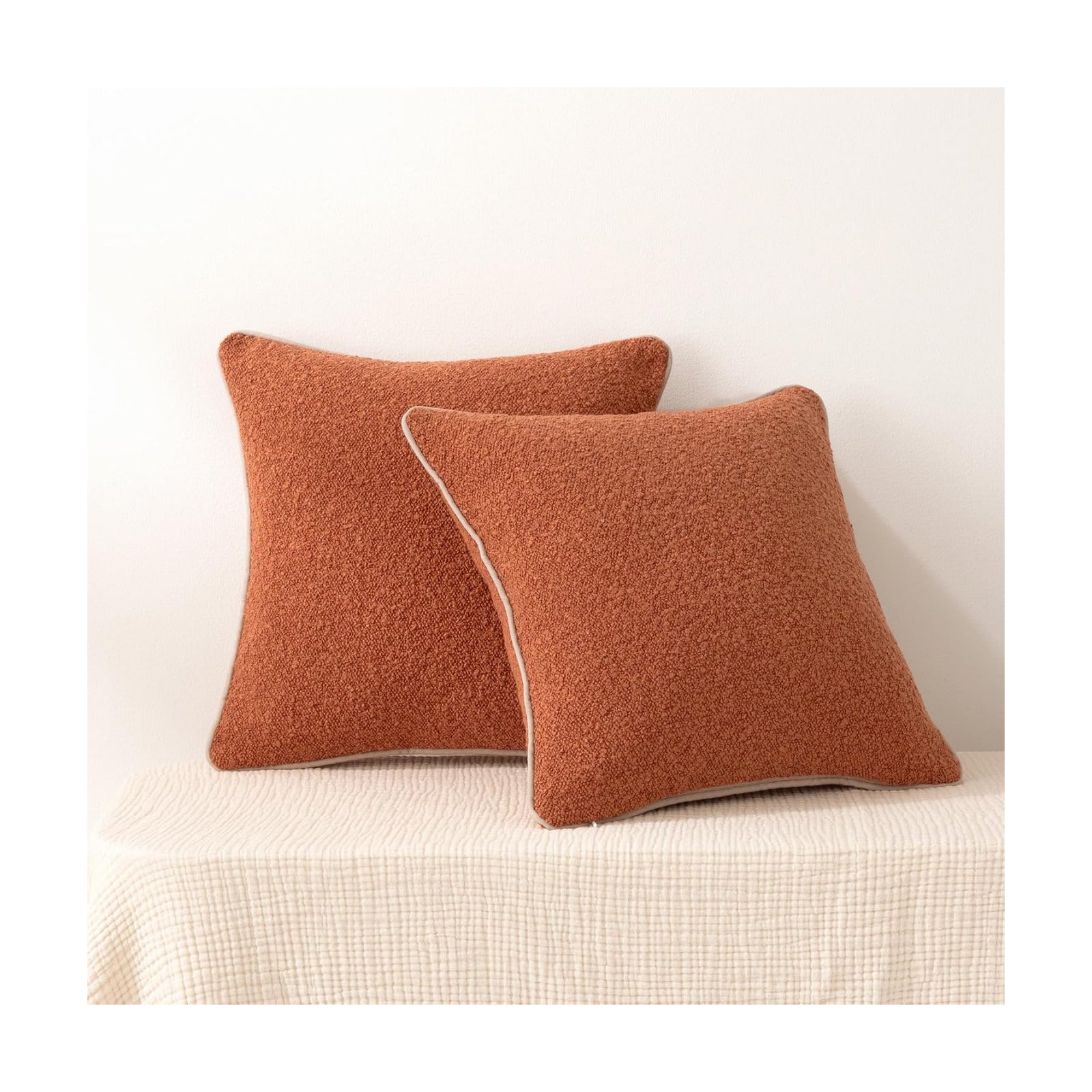 Boucle Throw Pillow Covers / Brown / 24 x 24 / Set of 2