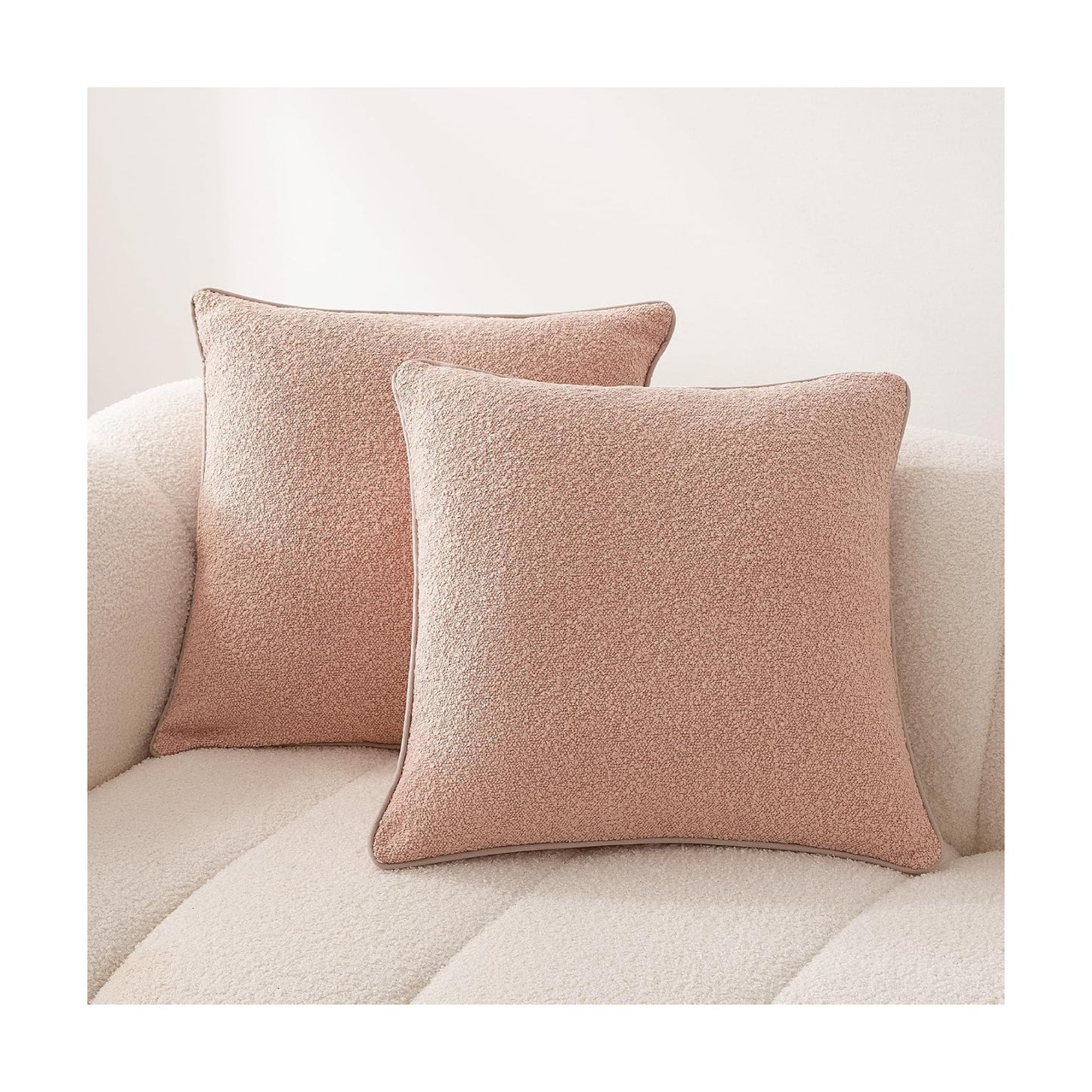 Boucle Throw Pillow Covers / Pink / 18 x 18 / Set of 2