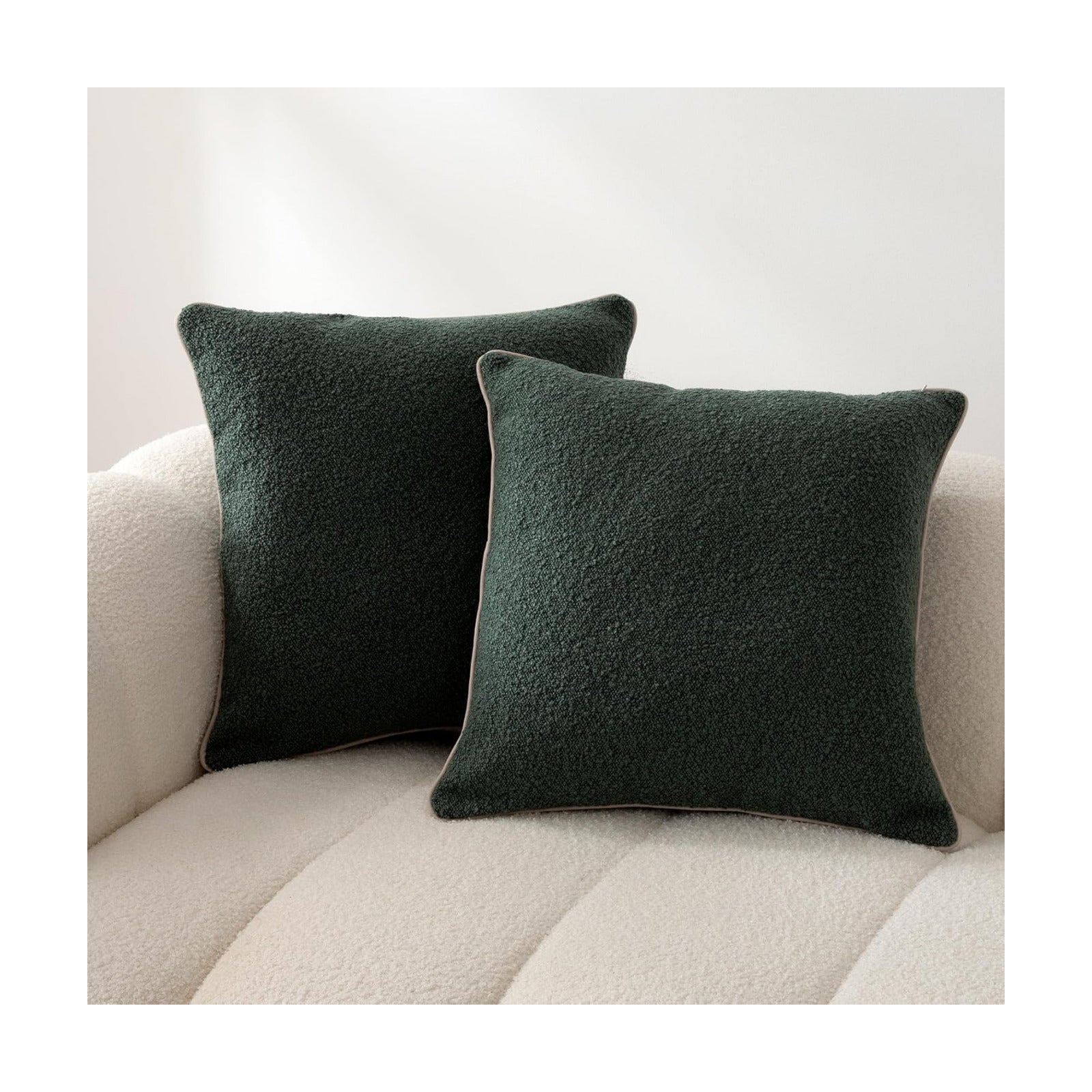 Boucle Throw Pillow Covers / Green / 18 x 18 / Set of 2
