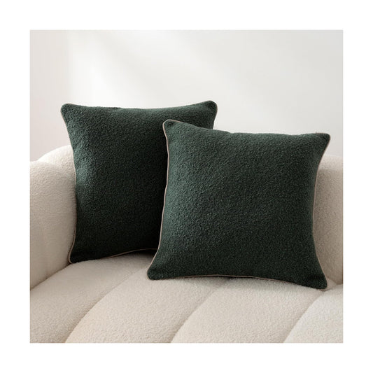 Boucle Throw Pillow Covers / Green / 18 x 18 / Set of 2