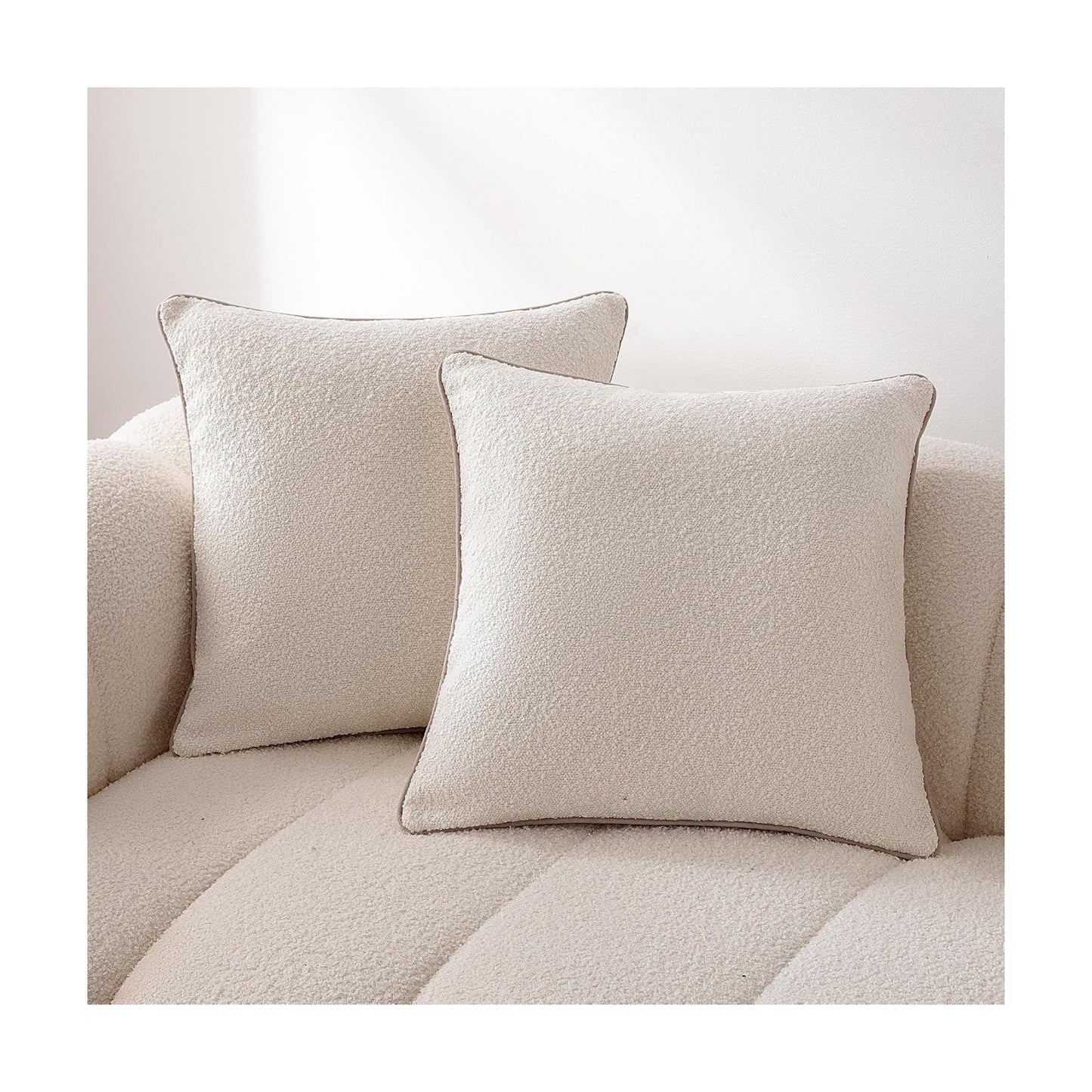 Boucle Throw Pillow Covers / White / 18 x 18 / Set of 2