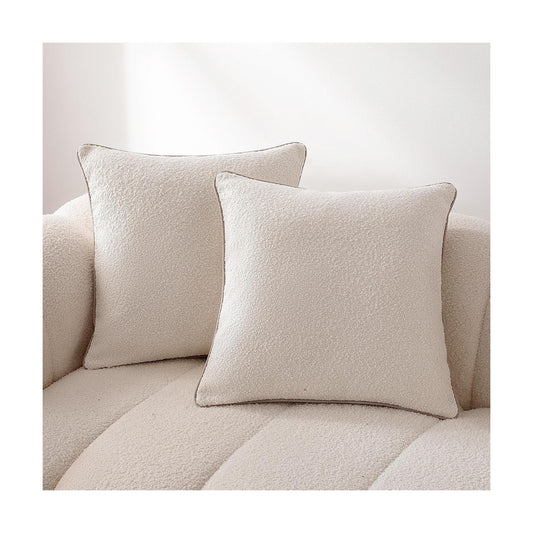 Boucle Throw Pillow Covers / White / 18 x 18 / Set of 2