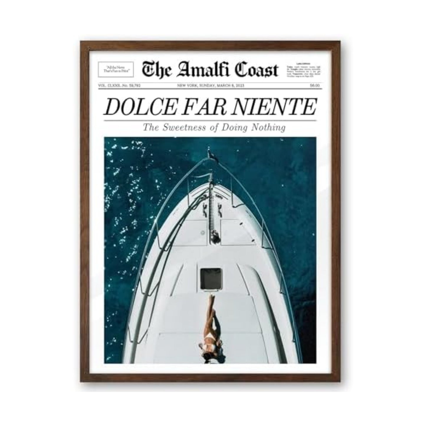 EcoHest 12x16 in Dolce Far Niente Newspaper Framed Wall Art