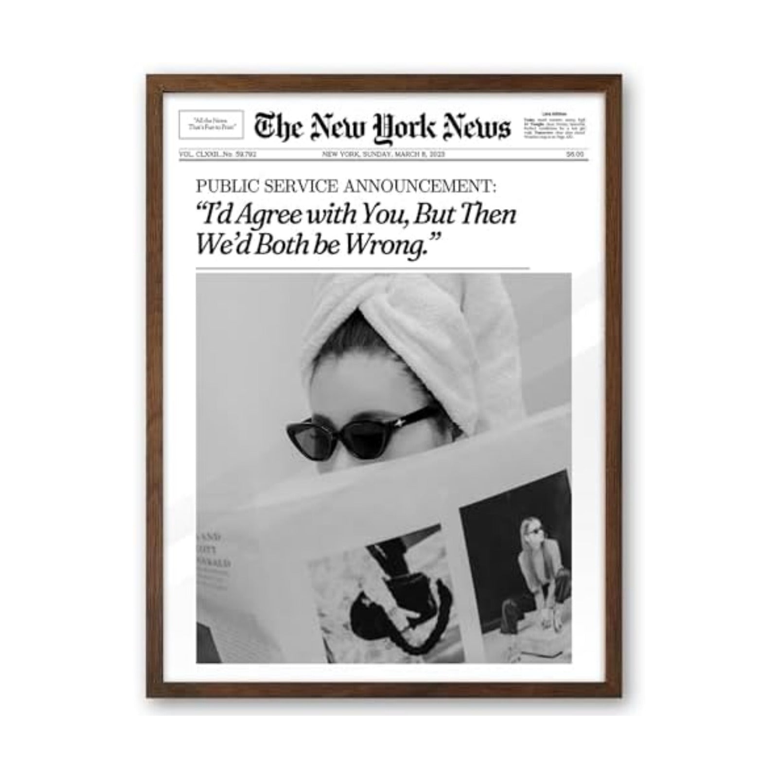 EcoHest 12x16 in Cool Girl Newspaper Framed Wall Art for Bedroom