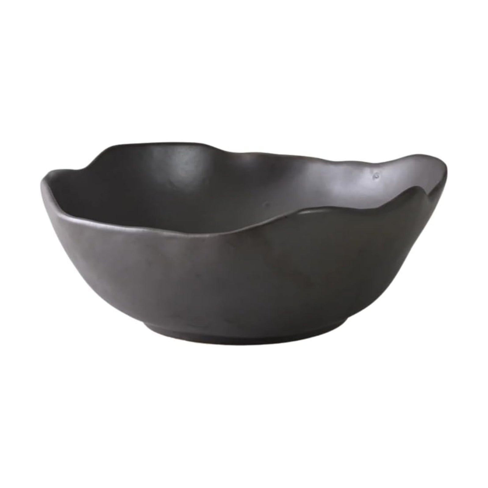 Organic Wavy Rim Ceramic Bowl / Black - XXL