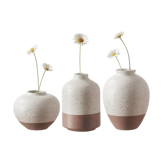 Ceramic Vase / Vases Home Decor Rustic Farmhouse Decor / Beige&brown / Set of 3