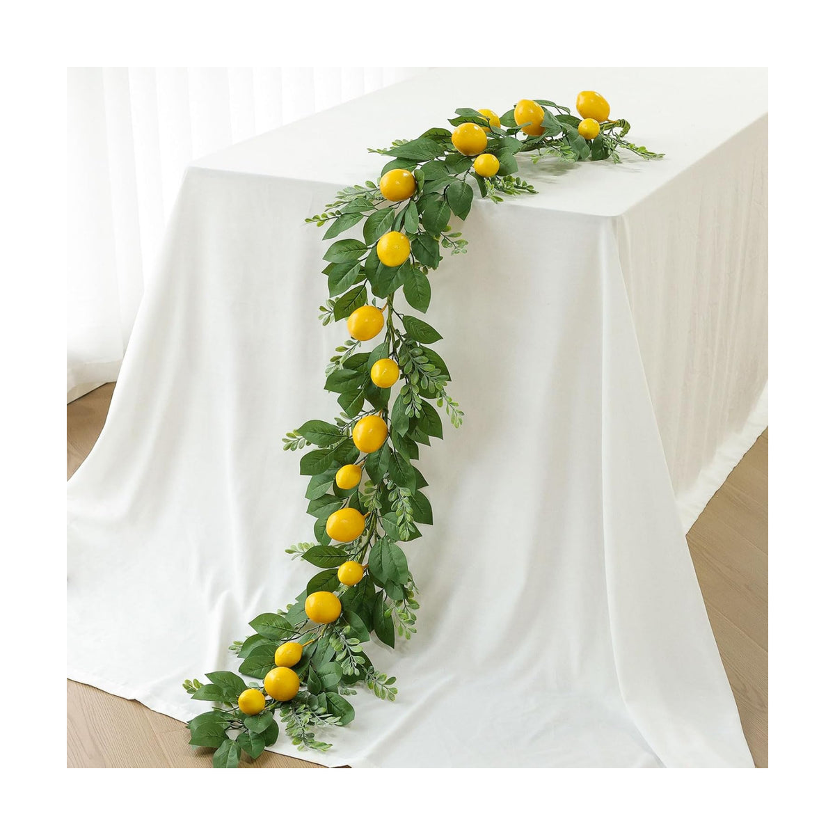 Mizii Artificial Lemon Garland 6FT Fake Fruit Lemons Garland Hanging Vines with Green Leaves Greenery Decorations for Kitchen Table Centerpieces Room Wall Party Wedding Birthday Decor (Lemon)