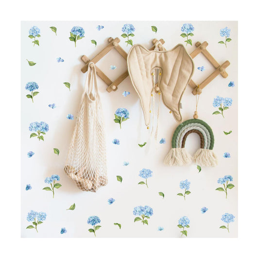 Removable Flower / Watercolor Wall Stickers / Blue Hydrangea