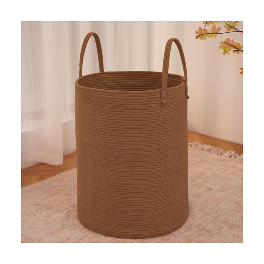 Large Woven Laundry Basket Hamper / Golden Jute / 60L