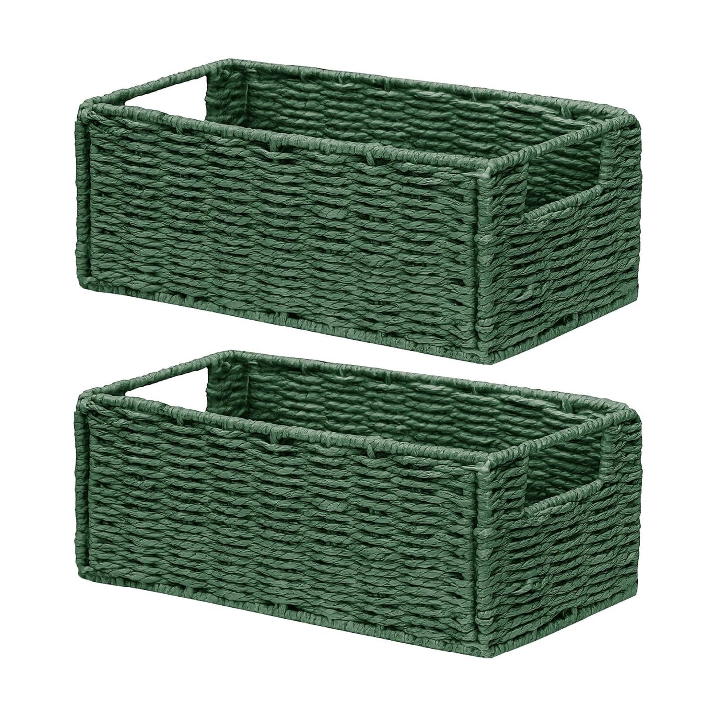 Wicker Storage Basket / Green / 11.2"D x 6.1"W x 4.8"H / Set of 2