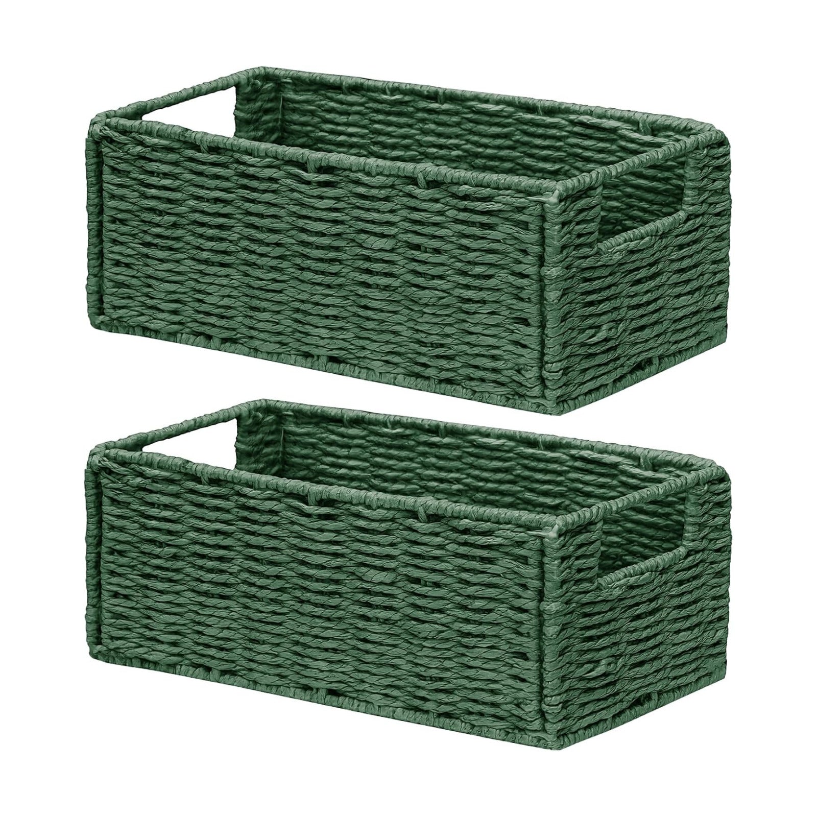 Wicker Storage Basket / Green / 11.2"D x 6.1"W x 4.8"H / Set of 2