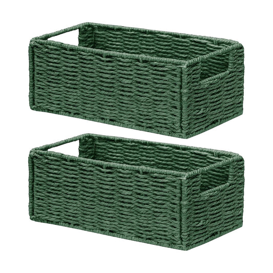 Wicker Storage Basket / Green / 11.2"D x 6.1"W x 4.8"H / Set of 2