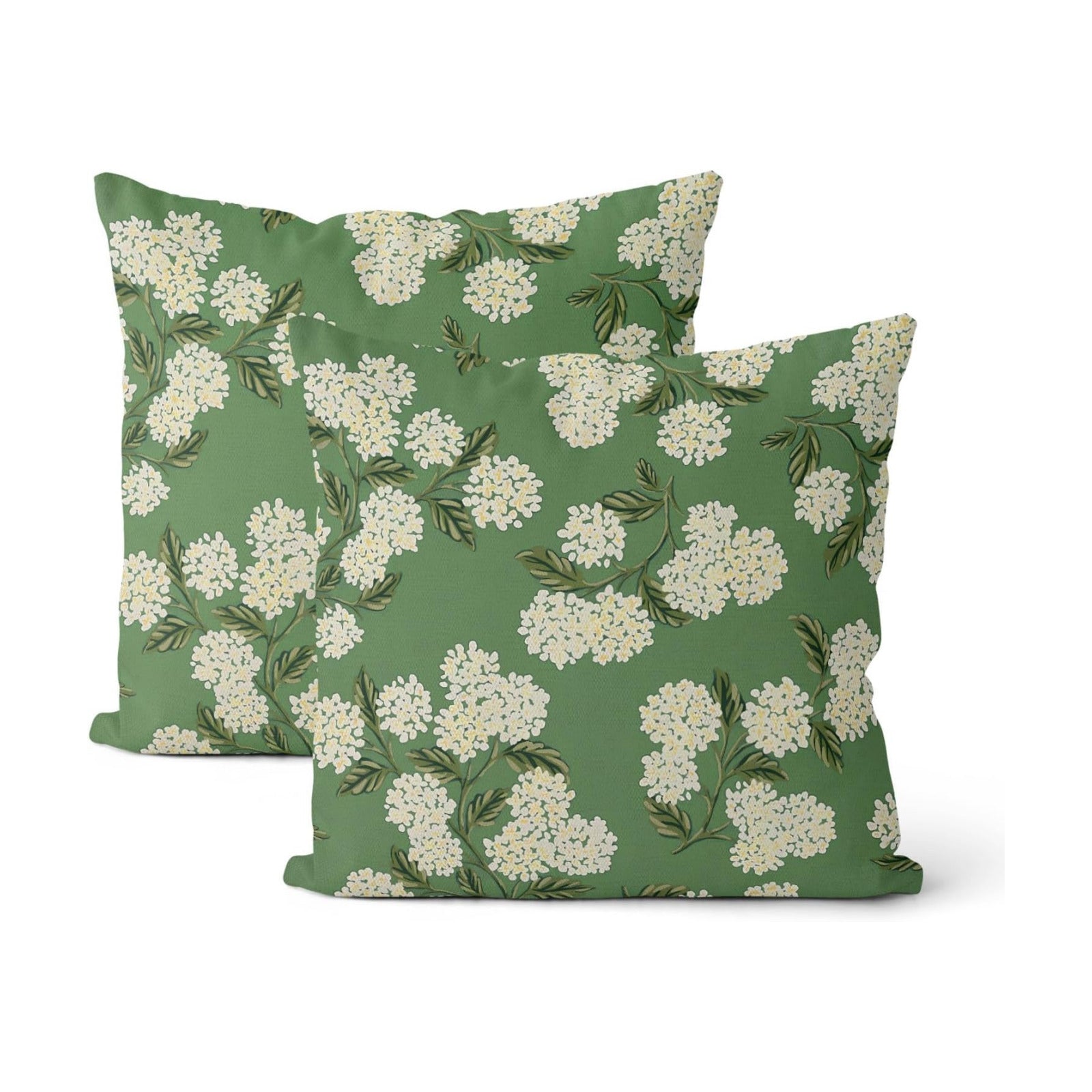 Sage Green Spring Pillow Covers Yellow Hydrangea Flower / 18 x 18 / Sage Green Hydrangea / Set of 2