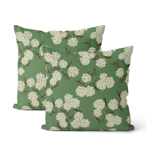 Sage Green Spring Pillow Covers Yellow Hydrangea Flower / 18 x 18 / Sage Green Hydrangea / Set of 2