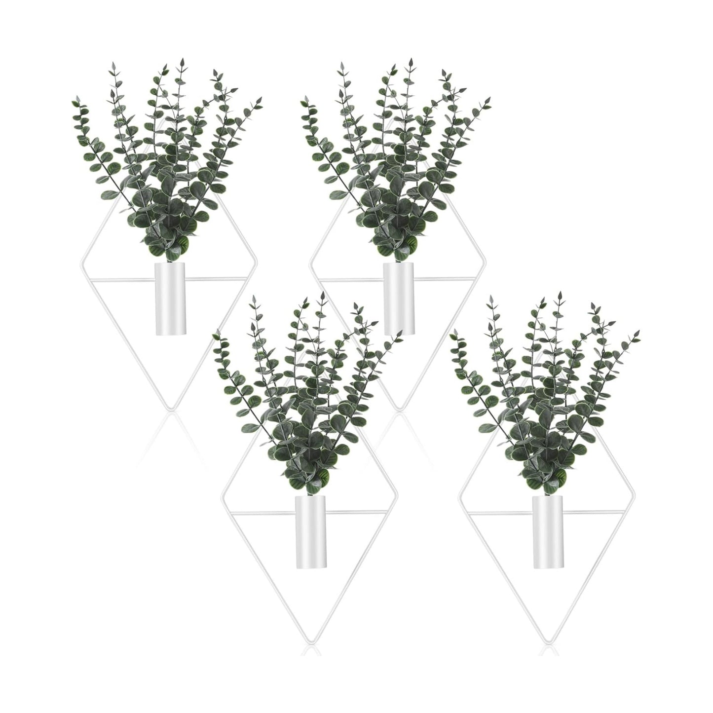 Jexine 2 Pcs Hanging Artificial Planters Wall Decor, White, Eucalyptus