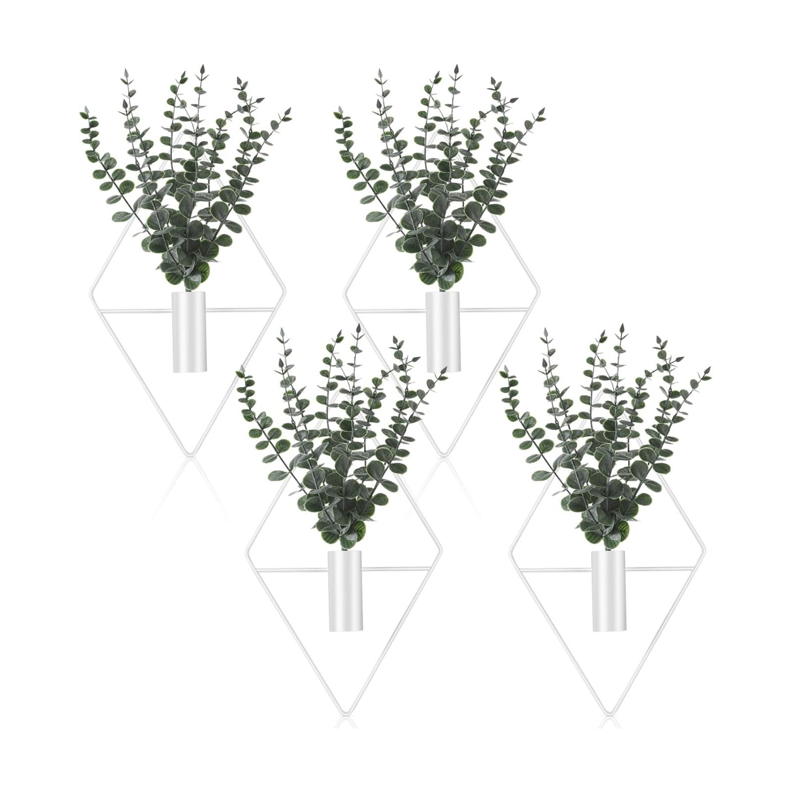 Jexine 2 Pcs Hanging Artificial Planters Wall Decor, White, Eucalyptus