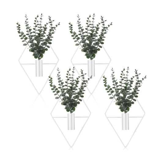 Jexine 2 Pcs Hanging Artificial Planters Wall Decor, White, Eucalyptus