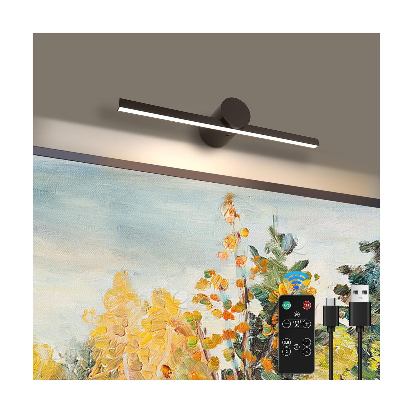 ZitoStory Battery Operated Picture Light, Black, 11.41 Inch | Remote, Wireless, Dimmable, Rechargeable