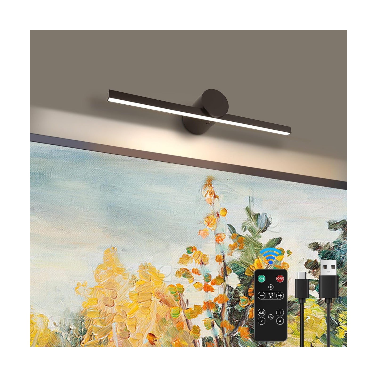 ZitoStory Battery Operated Picture Light, Black, 11.41 Inch | Remote, Wireless, Dimmable, Rechargeable