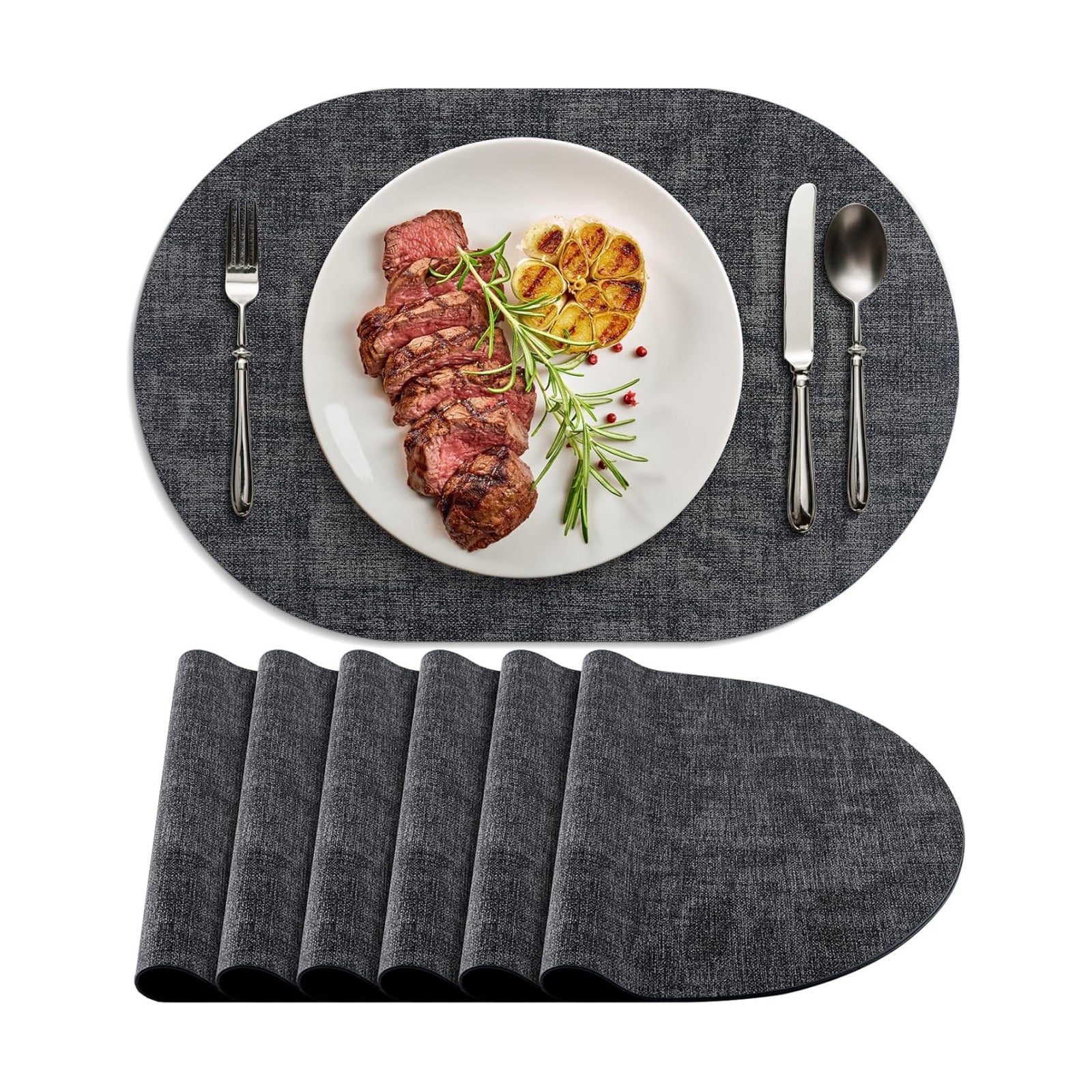 Dining Table Non-Slip / Charcoal / Placemats / Set of 6