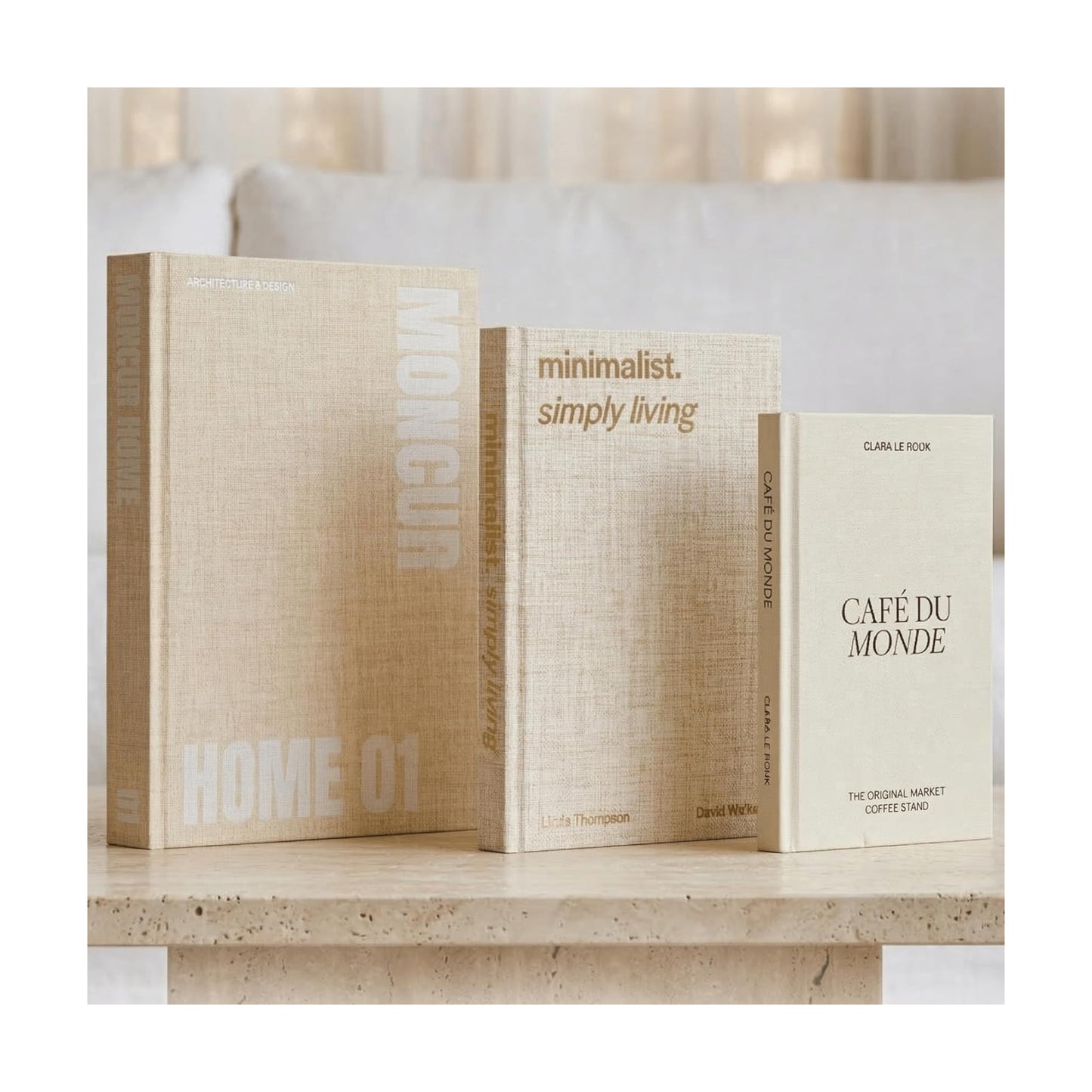 Decorative Coffee Table Books / Beige Monochrome / Set of 3