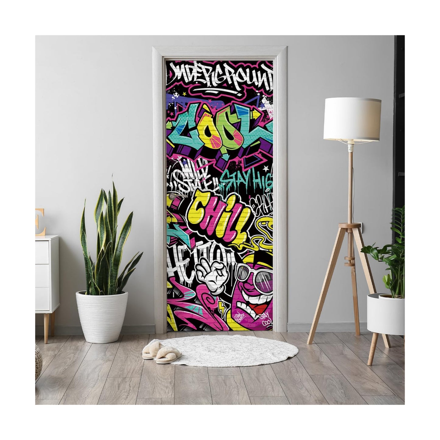 Graffiti Illustration Self-Adhesive Door Stickers Murals Decals / Dm304 / 30 x 78.7